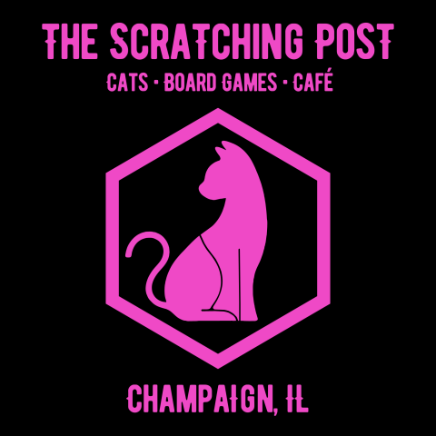 The Scratching Post - Cats - Boarrd Games - Cafe - Champaign, IL - a picture of a cat inside of a hex tile